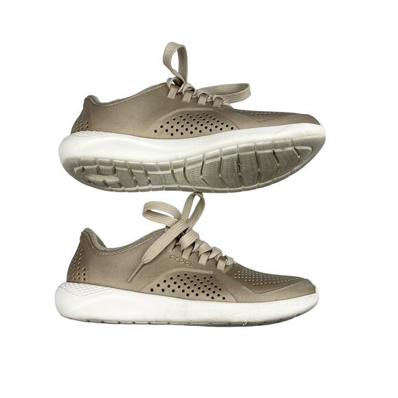 CROCS LiteRide Pacer Women's Metallic Champagne Gold Sneakers Sz 5 - Picture 5 of 12